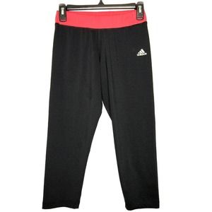Adidas Climalite Black Cropped Pants size M 8 10 Drawstring Waist Colorblock